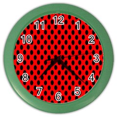 Polka Dot Black Red Hole Backgrounds Color Wall Clocks by Mariart