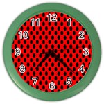 Polka Dot Black Red Hole Backgrounds Color Wall Clocks Front