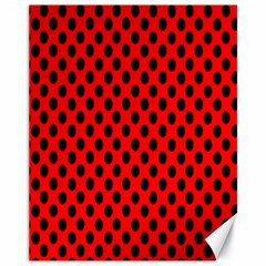 Polka Dot Black Red Hole Backgrounds Canvas 11  X 14   by Mariart