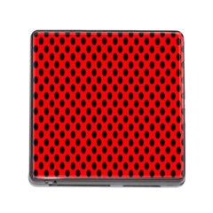 Polka Dot Black Red Hole Backgrounds Memory Card Reader (square) by Mariart