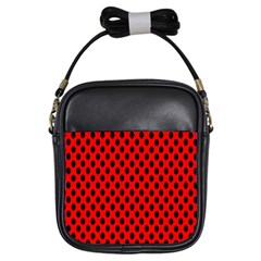 Polka Dot Black Red Hole Backgrounds Girls Sling Bags by Mariart