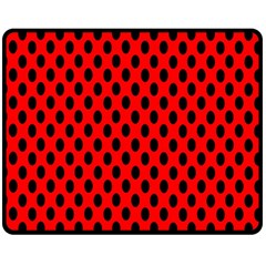 Polka Dot Black Red Hole Backgrounds Fleece Blanket (medium)  by Mariart