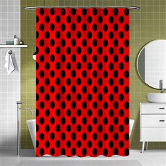 Polka Dot Black Red Hole Backgrounds Shower Curtain 48  X 72  (small)  by Mariart