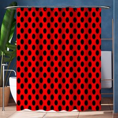 Polka Dot Black Red Hole Backgrounds Shower Curtain 60  X 72  (medium)  by Mariart