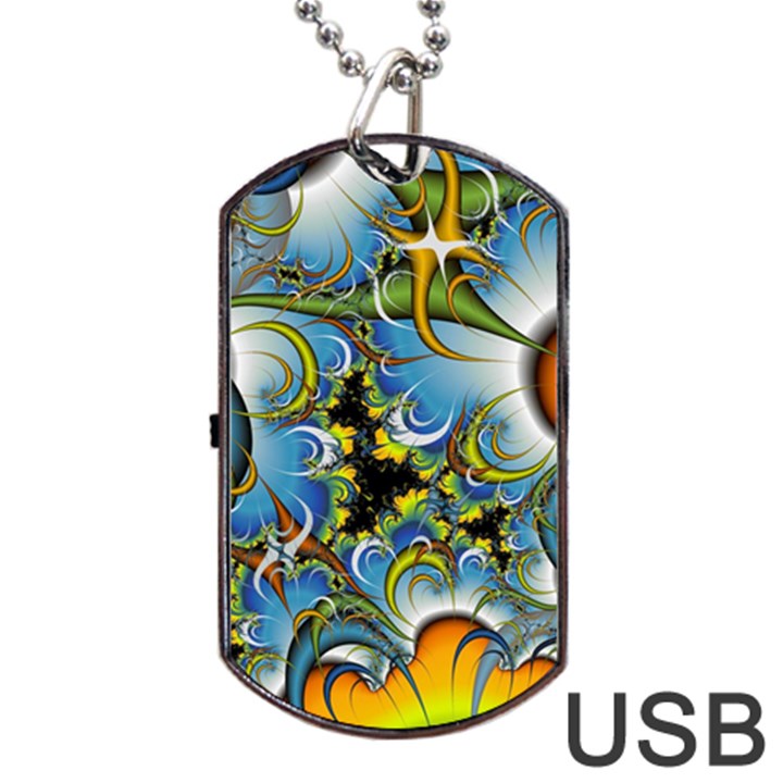 High Detailed Fractal Image Background With Abstract Streak Shape Dog Tag USB Flash (One Side)