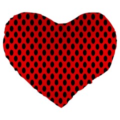 Polka Dot Black Red Hole Backgrounds Large 19  Premium Heart Shape Cushions