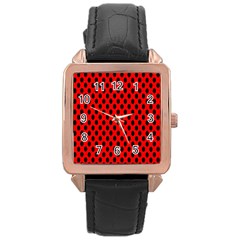 Polka Dot Black Red Hole Backgrounds Rose Gold Leather Watch  by Mariart