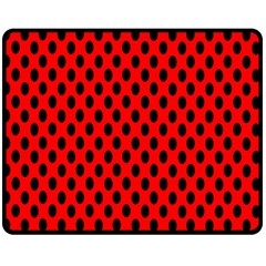 Polka Dot Black Red Hole Backgrounds Double Sided Fleece Blanket (medium)  by Mariart