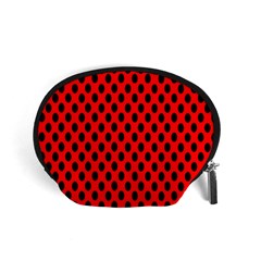 Polka Dot Black Red Hole Backgrounds Accessory Pouches (small)  by Mariart