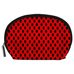 Polka Dot Black Red Hole Backgrounds Accessory Pouches (large)  by Mariart