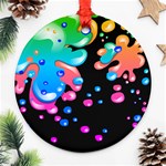 Neon Paint Splatter Background Club Ornament (Round) Front