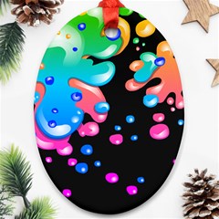 Neon Paint Splatter Background Club Ornament (oval) by Mariart