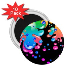 Neon Paint Splatter Background Club 2 25  Magnets (10 Pack)  by Mariart