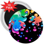 Neon Paint Splatter Background Club 3  Magnets (10 pack)  Front