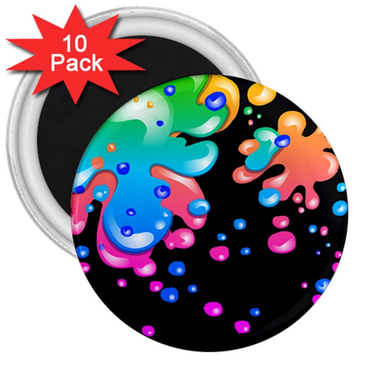 Neon Paint Splatter Background Club 3  Magnets (10 pack) 