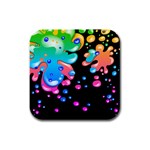 Neon Paint Splatter Background Club Rubber Square Coaster (4 pack)  Front