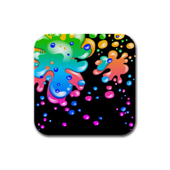 Neon Paint Splatter Background Club Rubber Square Coaster (4 pack) 