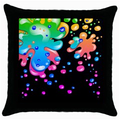 Neon Paint Splatter Background Club Throw Pillow Case (black) by Mariart