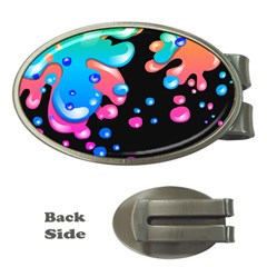 Neon Paint Splatter Background Club Money Clips (oval)  by Mariart