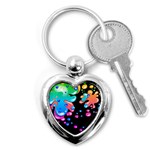 Neon Paint Splatter Background Club Key Chains (Heart)  Front