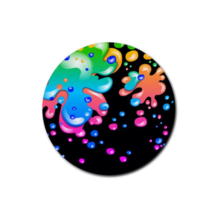 Neon Paint Splatter Background Club Rubber Round Coaster (4 pack) 