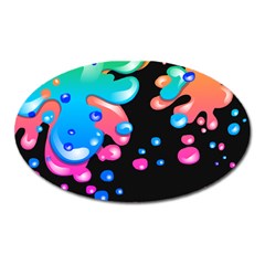 Neon Paint Splatter Background Club Oval Magnet by Mariart