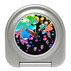 Neon Paint Splatter Background Club Travel Alarm Clocks by Mariart