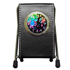 Neon Paint Splatter Background Club Pen Holder Desk Clocks by Mariart