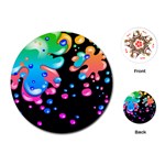 Neon Paint Splatter Background Club Playing Cards (Round)  Front