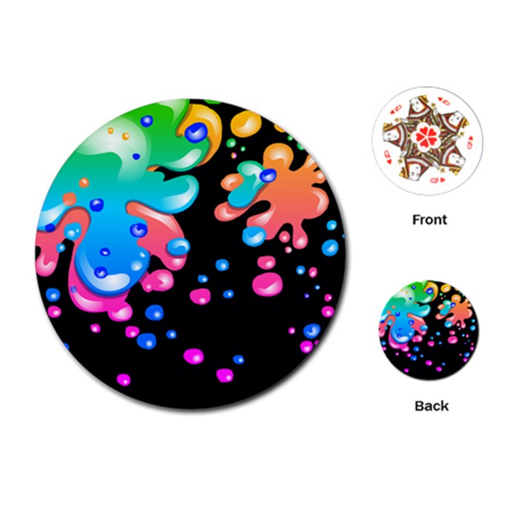 Neon Paint Splatter Background Club Playing Cards (Round) 