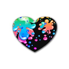 Neon Paint Splatter Background Club Rubber Coaster (heart)  by Mariart