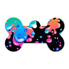 Neon Paint Splatter Background Club Dog Tag Bone (one Side) by Mariart