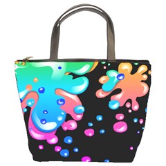 Neon Paint Splatter Background Club Bucket Bags by Mariart