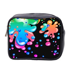 Neon Paint Splatter Background Club Mini Toiletries Bag 2-side by Mariart