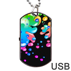 Neon Paint Splatter Background Club Dog Tag Usb Flash (one Side) by Mariart