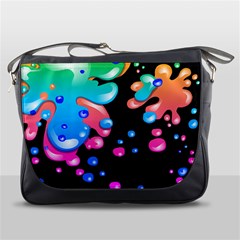 Neon Paint Splatter Background Club Messenger Bags