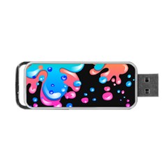 Neon Paint Splatter Background Club Portable Usb Flash (one Side) by Mariart