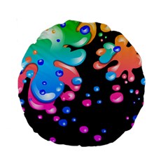 Neon Paint Splatter Background Club Standard 15  Premium Round Cushions by Mariart