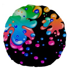 Neon Paint Splatter Background Club Large 18  Premium Round Cushions by Mariart