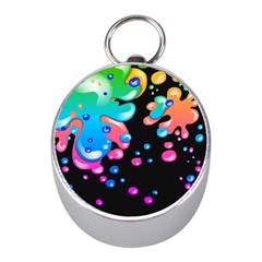 Neon Paint Splatter Background Club Mini Silver Compasses by Mariart