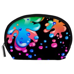 Neon Paint Splatter Background Club Accessory Pouches (large)  by Mariart