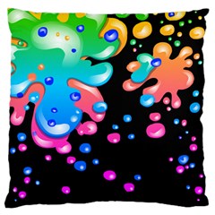 Neon Paint Splatter Background Club Large Flano Cushion Case (two Sides) by Mariart