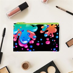 Neon Paint Splatter Background Club Cosmetic Bag (xs) by Mariart