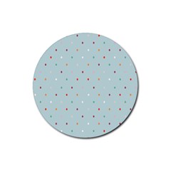 Polka Dot Flooring Blue Orange Blur Spot Rubber Round Coaster (4 Pack) 