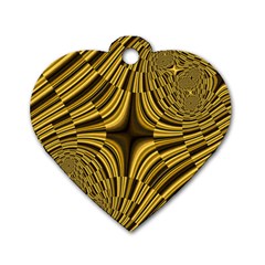 Fractal Golden River Dog Tag Heart (one Side) by Simbadda