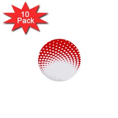 Polka Dot Circle Hole Red White 1  Mini Buttons (10 Pack)  by Mariart