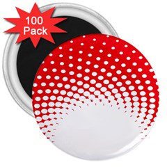 Polka Dot Circle Hole Red White 3  Magnets (100 Pack) by Mariart