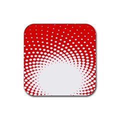 Polka Dot Circle Hole Red White Rubber Coaster (square)  by Mariart