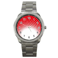 Polka Dot Circle Hole Red White Sport Metal Watch by Mariart