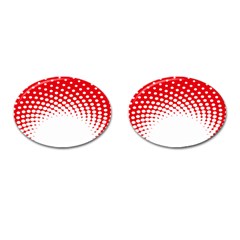 Polka Dot Circle Hole Red White Cufflinks (oval) by Mariart